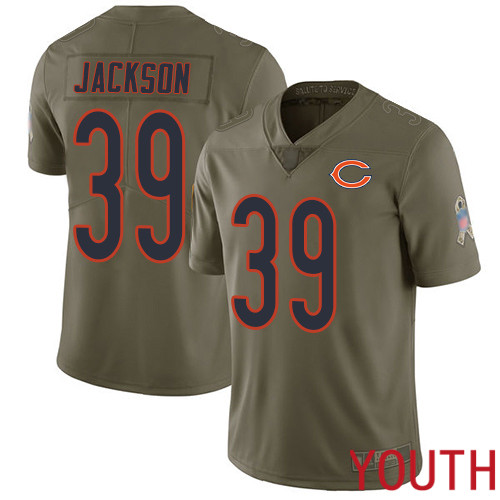 Chicago Bears Limited Olive Youth Eddie Jackson Jersey NFL Football #39 2017 Salute to Service->chicago bears->NFL Jersey